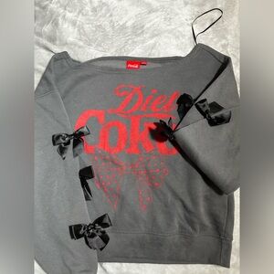 Coca Cola Gray Off-the-Shoulder Sweater with Red Logo